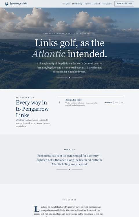 Pengarrow Links — a golf club website built with ClubForged