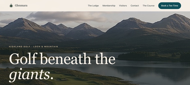 Glenmara Highland Golf — the Vista archetype hero